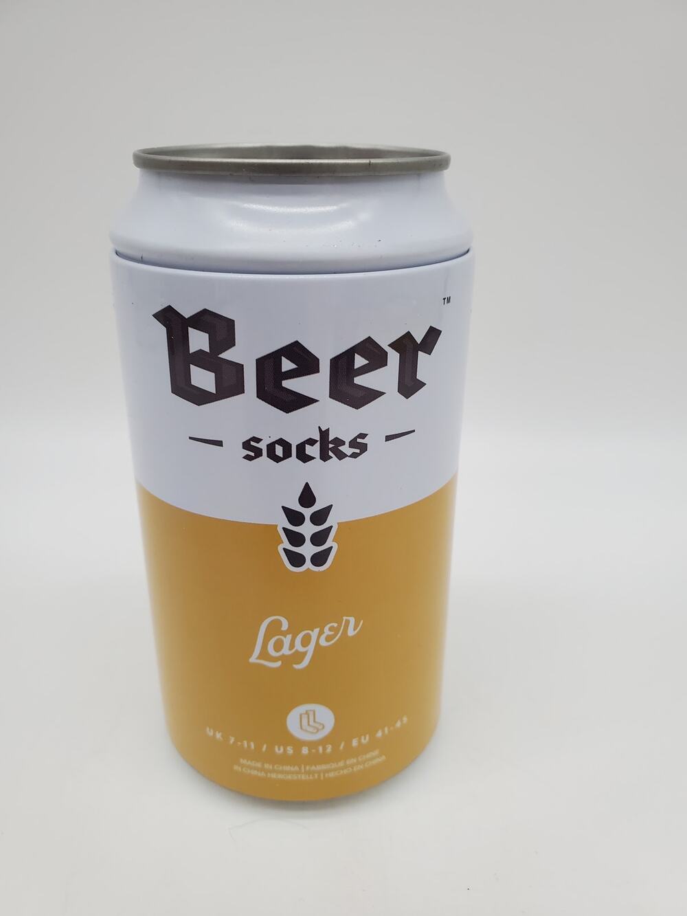 Beer Can Socks - Lager - Size US 8-12 One Pair Mid Calf